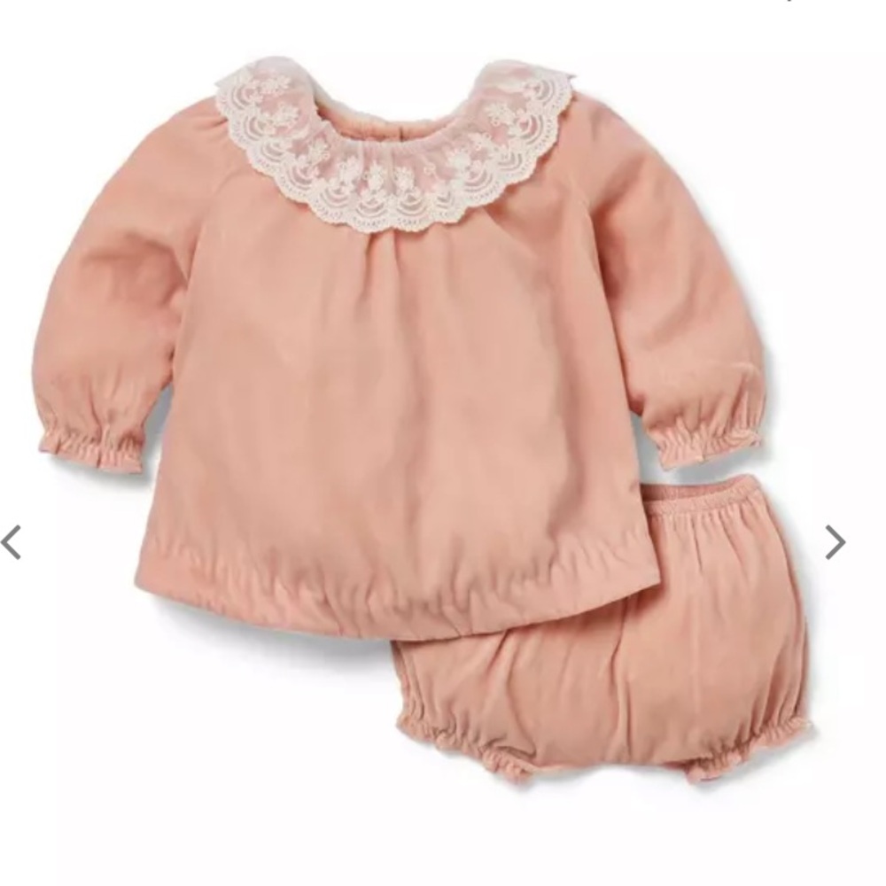 Janie & Jack Baby Girl Velvet Collared Matching Set